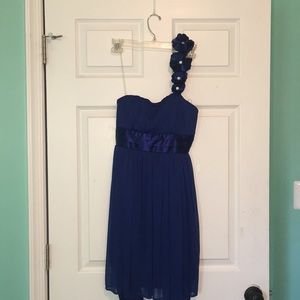Fancy blue one-strap dress